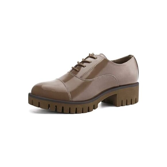 JABASIC Women Platform Oxford Shoes Mid Heel  Size 5 - Picture 1 of 2